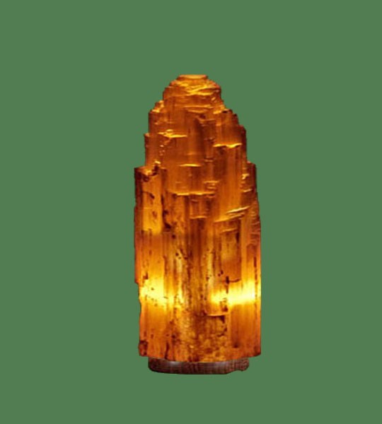 Selenite Lamp Small Orange (White crystal with orange bulb) 9"
